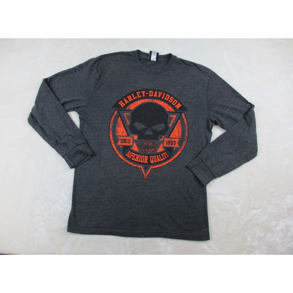 Harley Davidson Shirt Mens Medium Gray New Hampshire Motorcycle Rider Casual - Picture 2 of 16